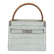 Blauwe Krokodil Reliëf Dubbele Tas Tory Burch , Blue , Dames