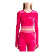 Effen Logo Crop Top Versace Jeans Couture , Pink , Dames