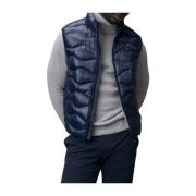 Blauw Geruit Gewatteerd Mouwloos Jack Blauer , Blue , Heren