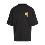 Gouden Vlammen Oversized T-shirt Grijs Palm Angels , Gray , Heren