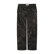 Goud Folie Gecoate Cargo Broek Summum Woman , Yellow , Dames