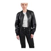 Stella Bomber Leren Jas Jofama , Black , Dames