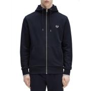 Blauwe hoodie met volledige rits Fred Perry , Blue , Heren