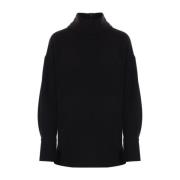 Zwarte Cowl Neck Top met geknoopte manchetten Alberto Biani , Black , ...