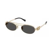 Gouden Montuur Donkergrijze Lens Zonnebril Miu Miu , Yellow , Dames