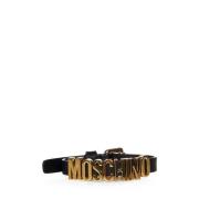 Elegant Zwart Leren Armband Moschino , Black , Dames