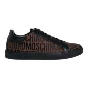 Logo Sneakers Multicolor Vetersluiting Moschino , Brown , Heren