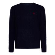 Blauwe Cable Knit Trui met Pony Borduursel Polo Ralph Lauren , Blue , ...