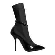 Zwarte Lakleren Stiletto Enkellaarzen Dolce & Gabbana , Black , Dames