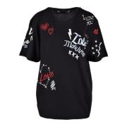 Zwart Bedrukt T-shirt Korte Mouw Love Moschino , Black , Dames