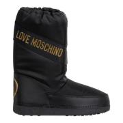 Snowboots met trekkoord en effen patroon Love Moschino , Black , Dames