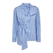 Gestreepte strikblouse in lichtblauw Co'Couture , Blue , Dames