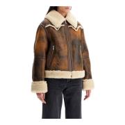 Verweerde Faux Shearling Aviator Jas Stand Studio , Brown , Dames