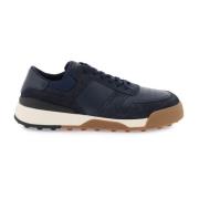 Leren sneakers met stoffen inzetstukken Tod's , Blue , Heren