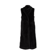 Lang Harig Garen Vest Marella , Black , Dames