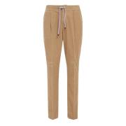 Fluwelen Gestreepte Trekkoordbroek Brunello Cucinelli , Beige , Heren