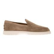 Suede Slipper Moccasin met Rubberen Zool Tod's , Beige , Heren