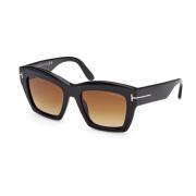 Dames zonnebril vierkant zwart glanzend Tom Ford , Black , Dames