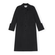 Zwarte Bonded Crepe Coat Ganni , Black , Dames