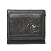 Pre-owned Leather wallets Chanel Vintage , Black , Dames