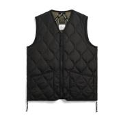 Militaire Zip-Up V-Hals Vest Taion , Black , Heren