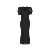 Zwarte Kant Pofmouw Maxi Jurk Rotate Birger Christensen , Black , Dame...