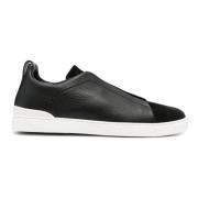 Leren Sneakers Triple Stitch Designers Code Ermenegildo Zegna , Black ...