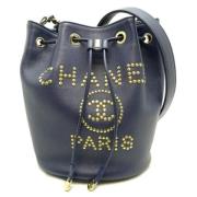 Pre-owned Leather chanel-bags Chanel Vintage , Blue , Dames