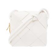 Mini Schoudertas met Intrecciato Weefsel Bottega Veneta , White , Dame...