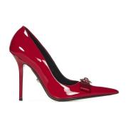 Rode Lakleren Stilettohak Schoenen Versace , Red , Dames