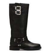 Leren laarzen met gespen Kazar , Black , Dames