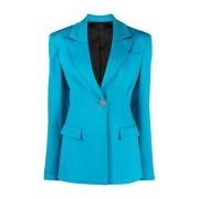 Capri-Blauwe Single-Breasted Wollen Blazer The Attico , Blue , Dames