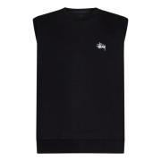 Zwarte Mouwloze Katoenen Jas met Logo Stüssy , Black , Heren