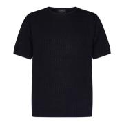 Blauwe Crewneck Sweater Jacquard Gebreid Emporio Armani , Blue , Heren