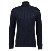 Stijlvolle Cotton Cable Turtle Neck Gant , Blue , Heren