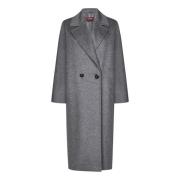 Grijze Double-Breasted Wollen Jas Max Mara , Gray , Dames