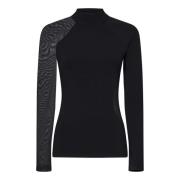 Zwart Geribbelde Coltrui met Mesh Inzetstukken Y-3 , Black , Dames