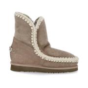 Grijze Shearling Laarzen met Wolstiksels Mou , Gray , Dames