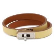 Pre-owned Leather bracelets Hermès Vintage , Yellow , Dames