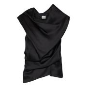 Zwarte zijden top met cowl halslijn Khaite , Black , Dames