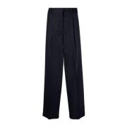 Blauwe Wol Pinstripe Broek Officine Générale , Blue , Dames