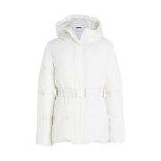 Ivory Logo Riem Puffer Jas Calvin Klein , White , Dames