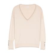 Beige V-hals trui met lurex details Liu Jo , Beige , Dames