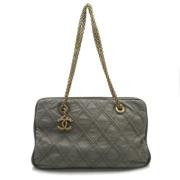 Pre-owned Leather chanel-bags Chanel Vintage , Gray , Dames