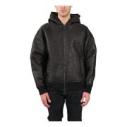 Gestructureerde leren hoodie jas met dubbele rits Salvatore Santoro , ...