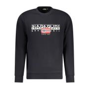 Sweatshirt met logo print en ronde hals Napapijri , Black , Heren