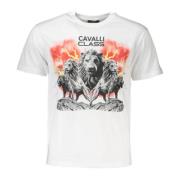 Leeuwenprint Heren T-shirt - Wit Cavalli Class , White , Heren