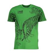 Tijgerprint T-shirt - Groen Cavalli Class , Green , Heren