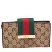 Pre-owned Leather wallets Gucci Vintage , Beige , Dames