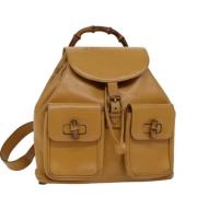 Pre-owned Leather backpacks Gucci Vintage , Yellow , Dames